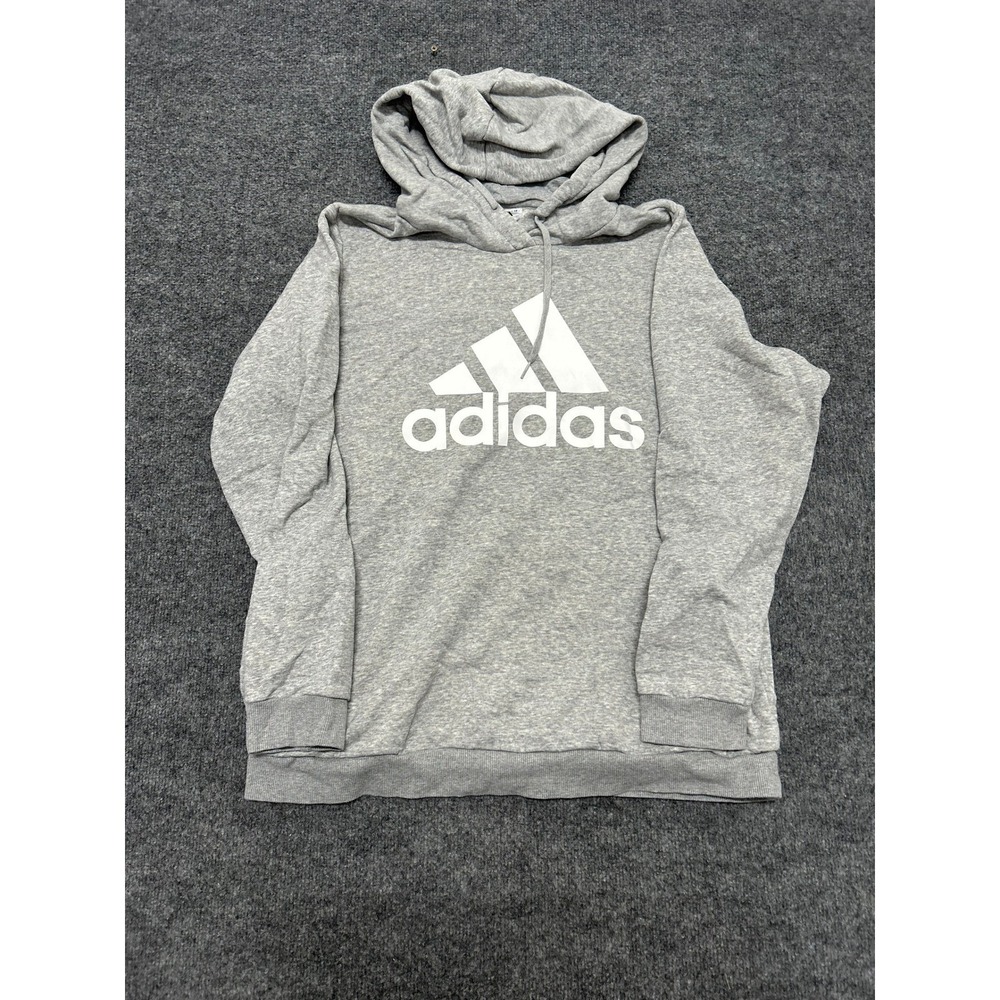 Adidas Hoodie Womens Size 2X Gray White Logo Pullover Long Sleeve Sweatshirt